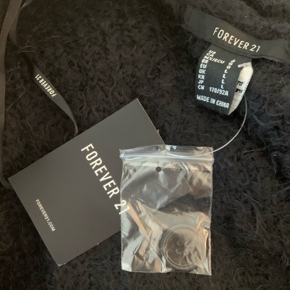 Black Fuzzy Soft Cardigan With Buttons - Picture 7 of 8